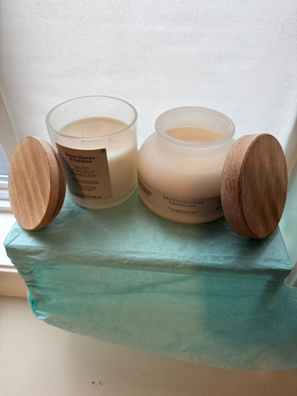 SetBetterHomes&Gardens 12oz Scented Candle, Salted Coconut & Mahogany and 18oz